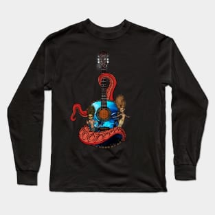 Awesome fantasy guitar with cute mermaids and tentacle Long Sleeve T-Shirt